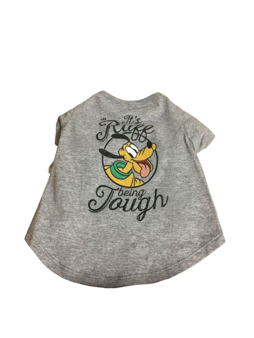 Disney Tails IT'S RUFF BEING TOUGH Pluto Gray Pet Graphic Tee Dog Size Small